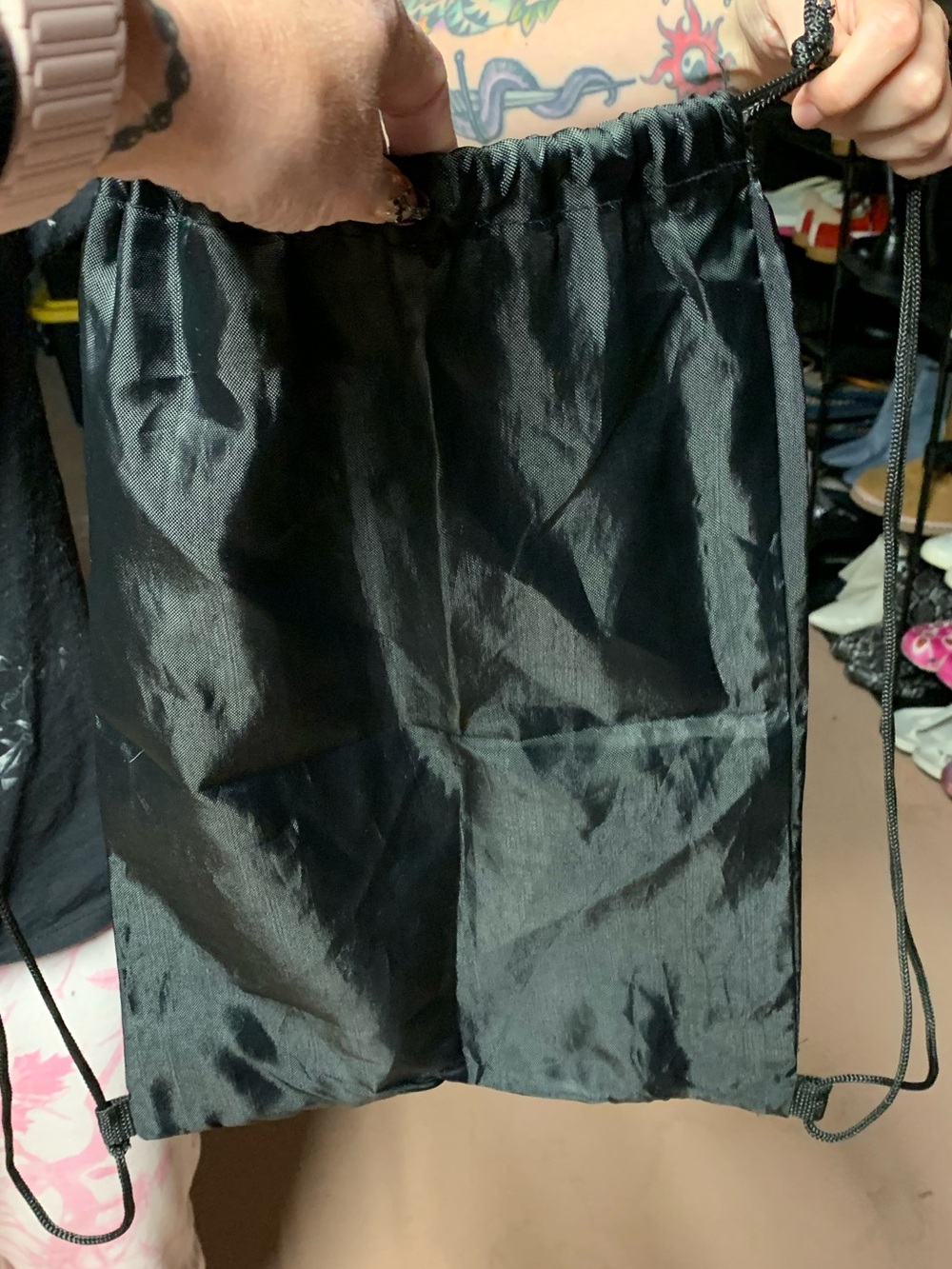 Black Graphic Drawstring Backpack - Picture 7 of 7